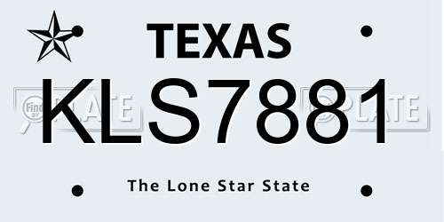KLS7881 Texas License Plate