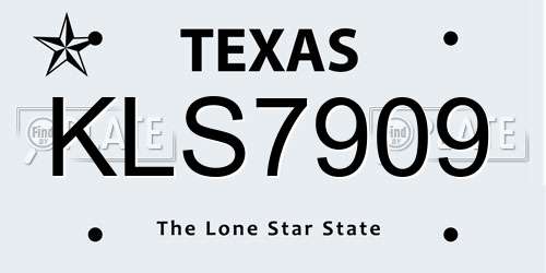 KLS7909 Texas License Plate
