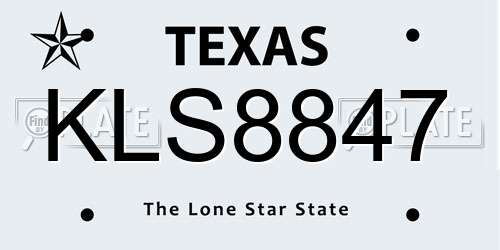 KLS8847 Texas License Plate