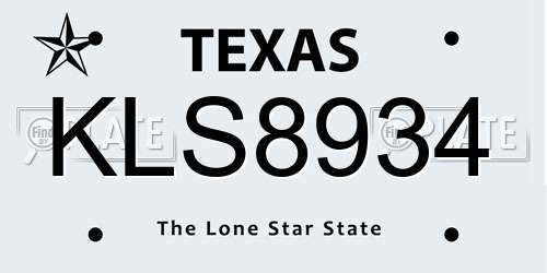 KLS8934 Texas License Plate