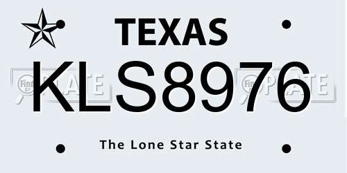 KLS8976 Texas License Plate