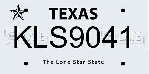 KLS9041 Texas License Plate