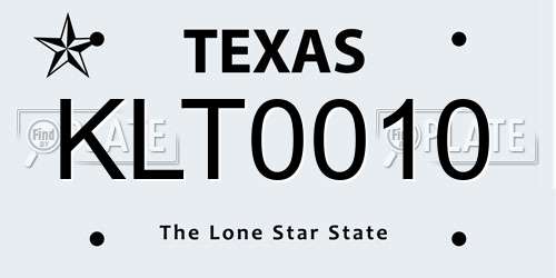 KLT0010 Texas License Plate