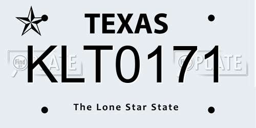 KLT0171 Texas License Plate