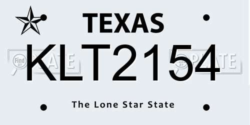 KLT2154 Texas License Plate