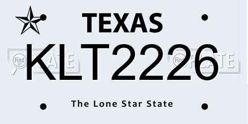 KLT2226 Texas License Plate