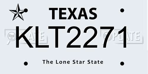KLT2271 Texas License Plate