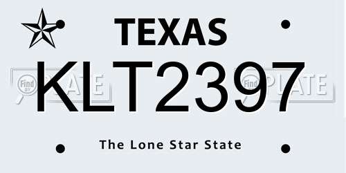 KLT2397 Texas License Plate
