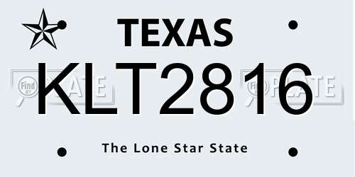 KLT2816 Texas License Plate