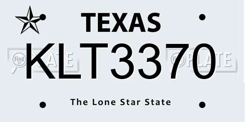 KLT3370 Texas License Plate