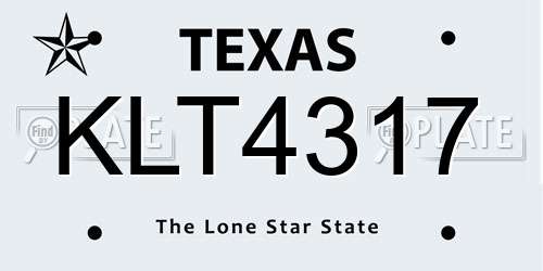 KLT4317 Texas License Plate