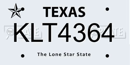 KLT4364 Texas License Plate