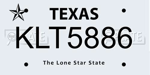 KLT5886 Texas License Plate