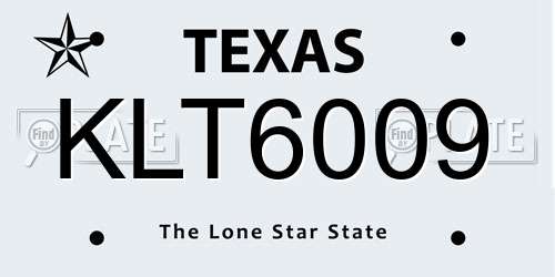 KLT6009 Texas License Plate
