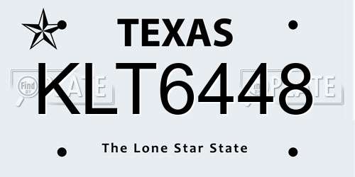KLT6448 Texas License Plate