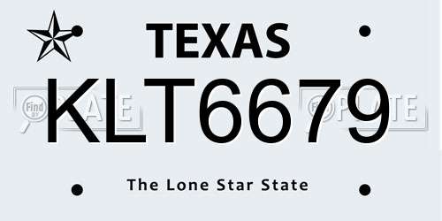 KLT6679 Texas License Plate