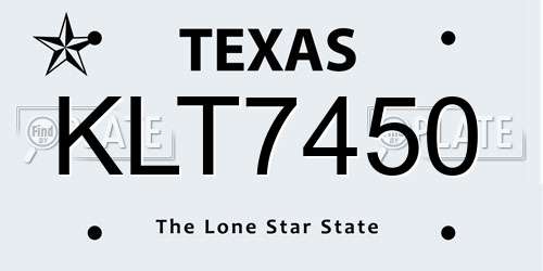 KLT7450 Texas License Plate