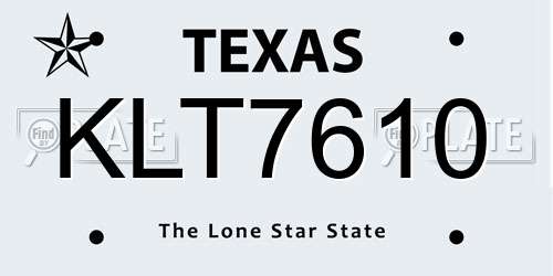 KLT7610 Texas License Plate