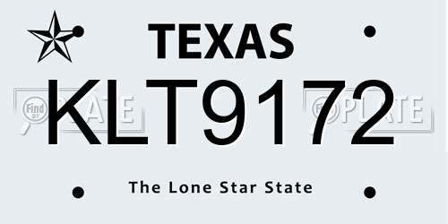 KLT9172 Texas License Plate