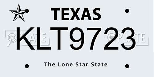 KLT9723 Texas License Plate