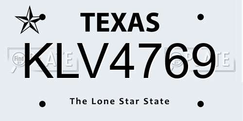 KLV4769 Texas License Plate