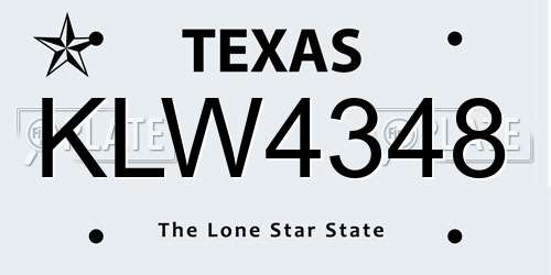 KLW4348 Texas License Plate