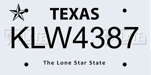 KLW4387 Texas License Plate