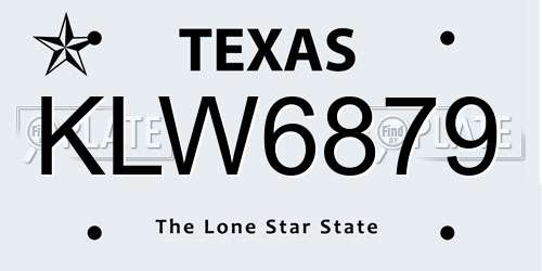 KLW6879 Texas License Plate