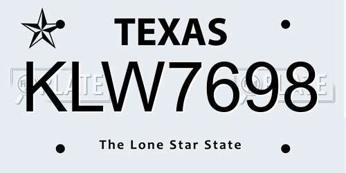 KLW7698 Texas License Plate