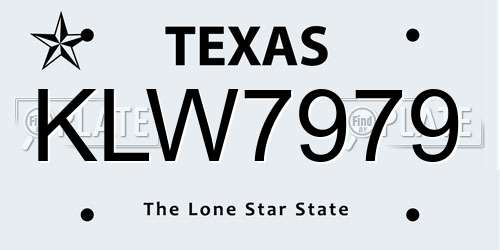 KLW7979 Texas License Plate