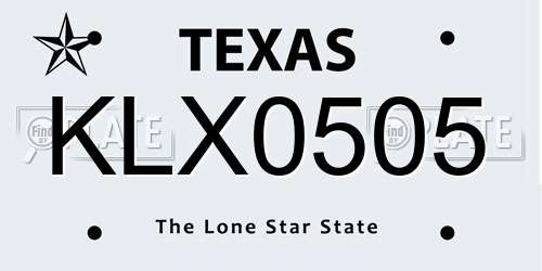 KLX0505 Texas License Plate