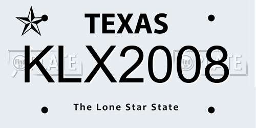 KLX2008 Texas License Plate