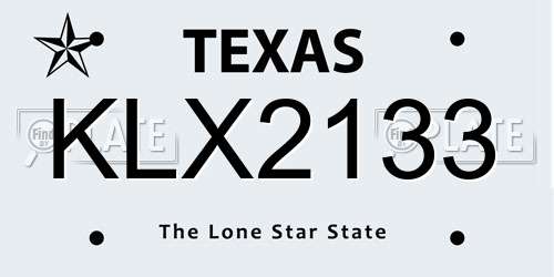 KLX2133 Texas License Plate