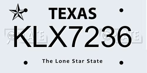 KLX7236 Texas License Plate
