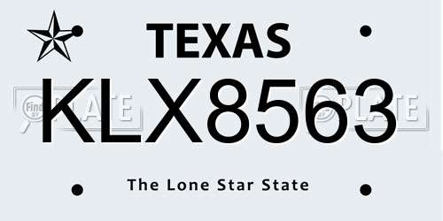 KLX8563 Texas License Plate