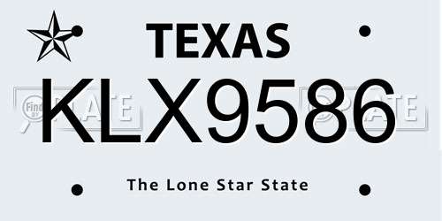 KLX9586 Texas License Plate