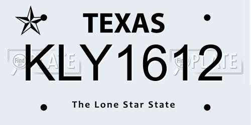KLY1612 Texas License Plate