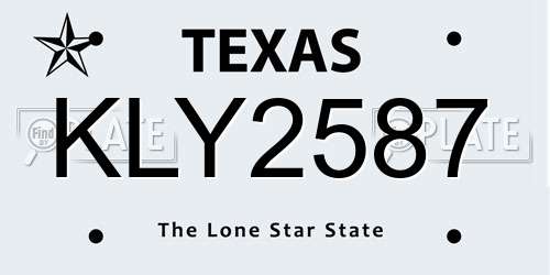 KLY2587 Texas License Plate