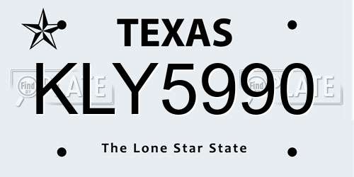 KLY5990 Texas License Plate