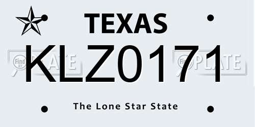 KLZ0171 Texas License Plate