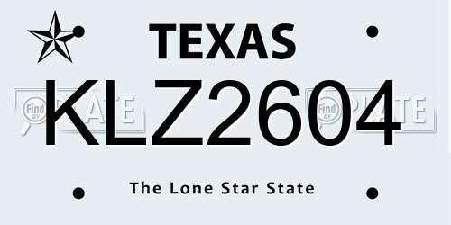 KLZ2604 Texas License Plate