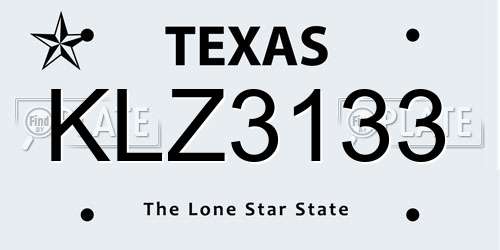 KLZ3133 Texas License Plate