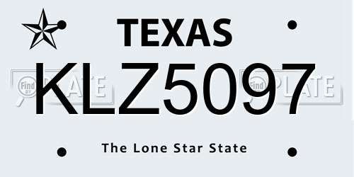 KLZ5097 Texas License Plate