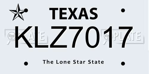 KLZ7017 Texas License Plate