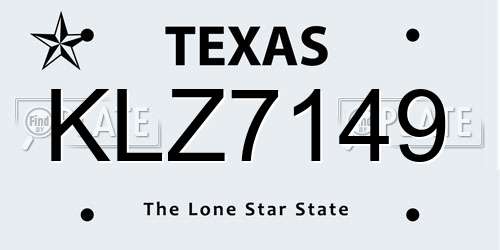 KLZ7149 Texas License Plate