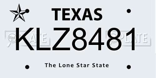 KLZ8481 Texas License Plate