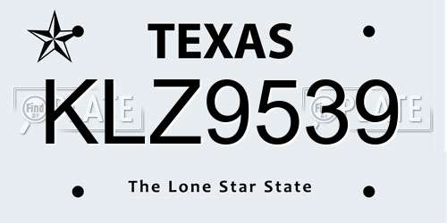 KLZ9539 Texas License Plate
