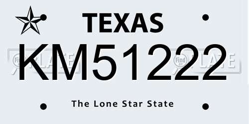 KM51222 Texas License Plate