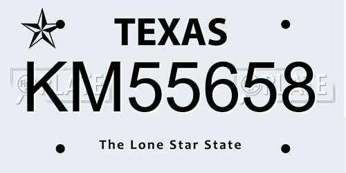 KM55658 Texas License Plate