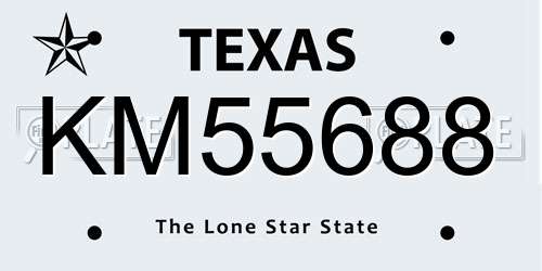 KM55688 Texas License Plate